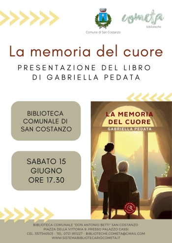 SAN COSTANZO.La memoria del cuore: una storia sull'Alzheimer In biblioteca presentazione del libro di Gabriella Pedata