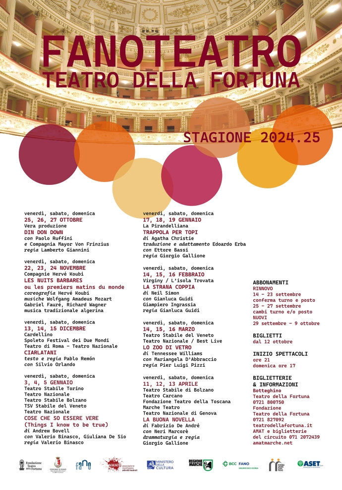  FANOTEATRO STAGIONE 2024.25 TEATRO DELLA FORTUNA